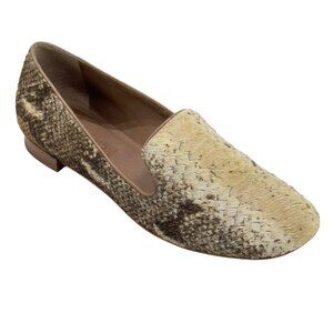 BERNARDO Womens Emma Snake Embossed Genuine Calf Hair Loafer Flat Size 11M